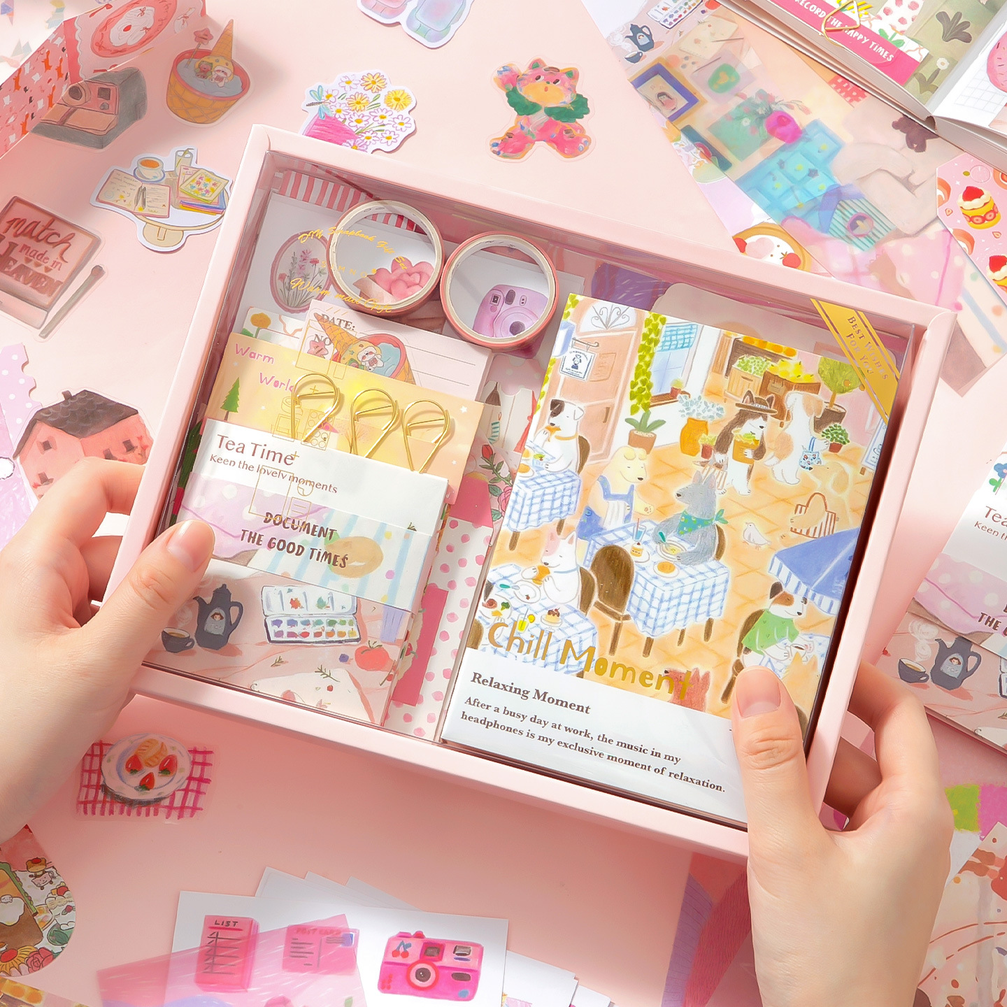 Xinmo Nuanji Notebook Gift Box Set - a Moment of Leisure - Cultural and Creative Gifts for Students - Stationery Stickers and Tape