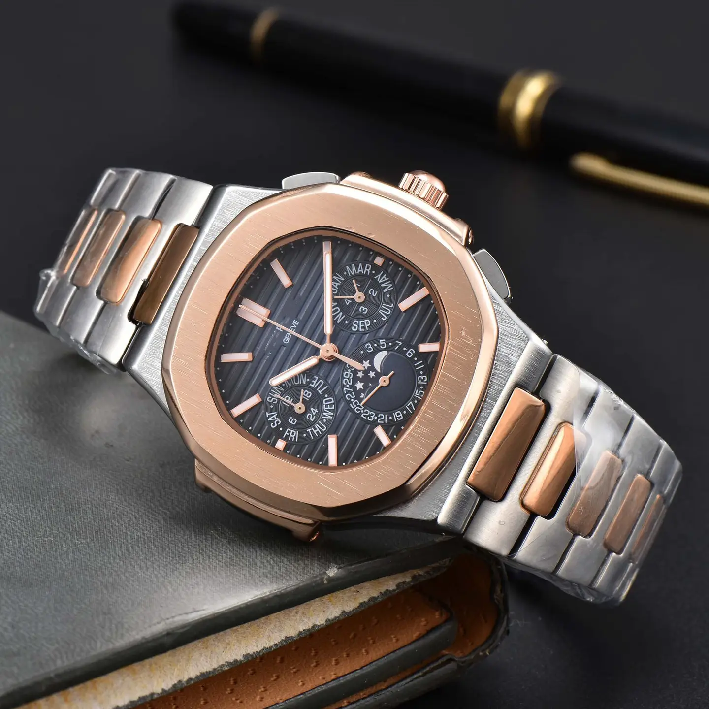 Fashion Six-pin Steel Belt Business Timing Baida Fashion Men's Nautilus Watch Small Wholesale