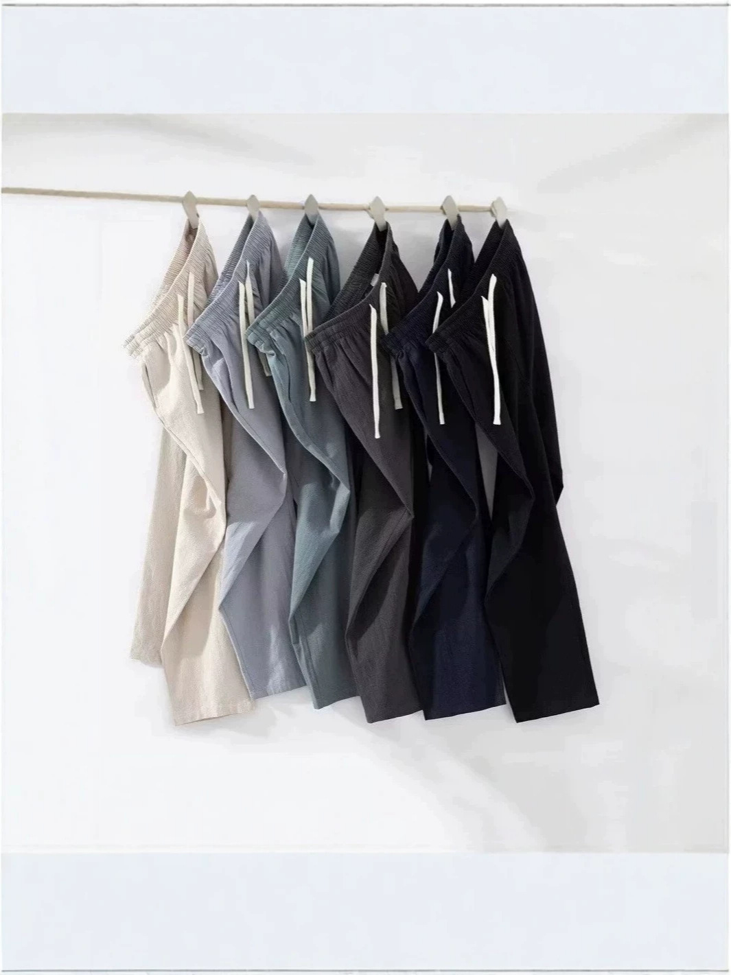Imitation Linen Casual Pants for Men, Summer Thin Loose Wide-Leg Men's Pants, Trendy Brand, Large Size, High-End Straight-Leg Cropped Pants Fotografie QC de pe 1688 pe Qualit.ly
