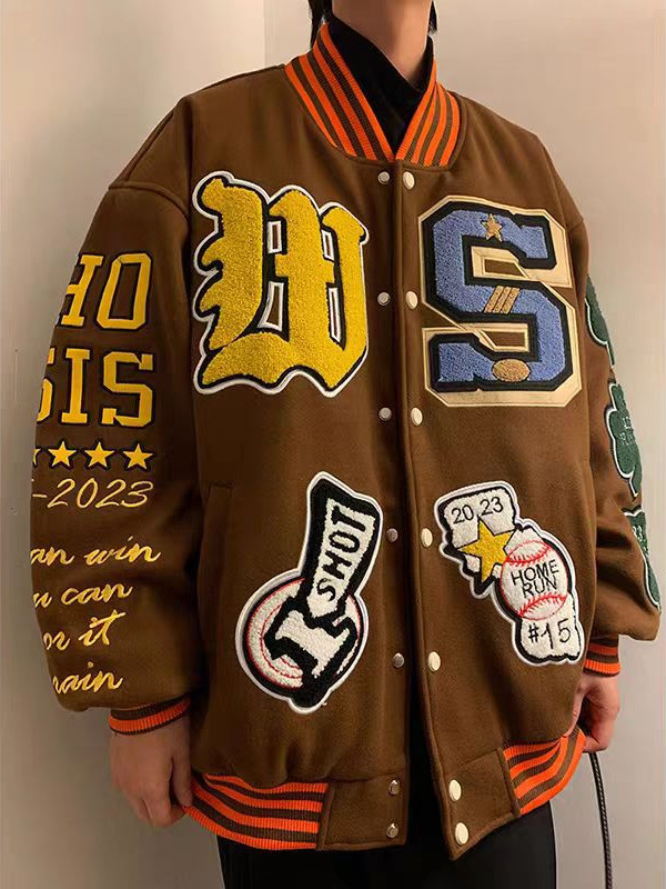 American Baseball Suit Autumn and Winter Heavy Industry Towel Embroidered American Fashion Woolen Jacket for Men and Women Couple Jacket Loose Jacket