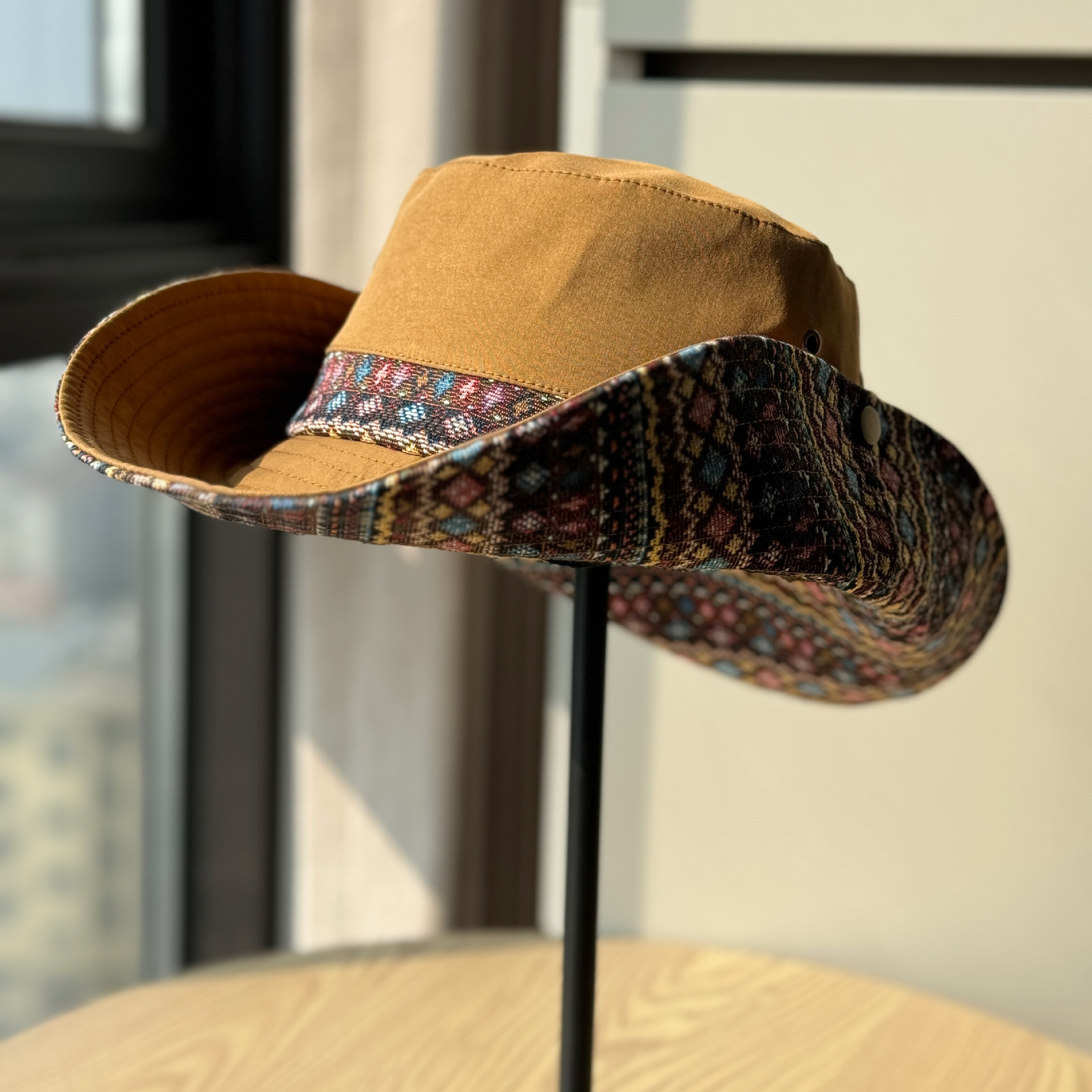 New Ethnic Style Outdoor Sunshade Fisherman Hat for Women, Spring and Summer Travel Sun Protection Sun Hat, Wide Brim Western Cowboy Hat