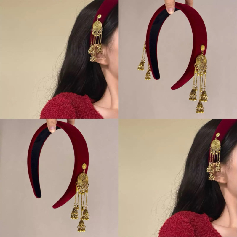Miao ethnic style black velvet hairband high-end high cranial top headband hair accessories women's hairpin national style new Chinese style headdress