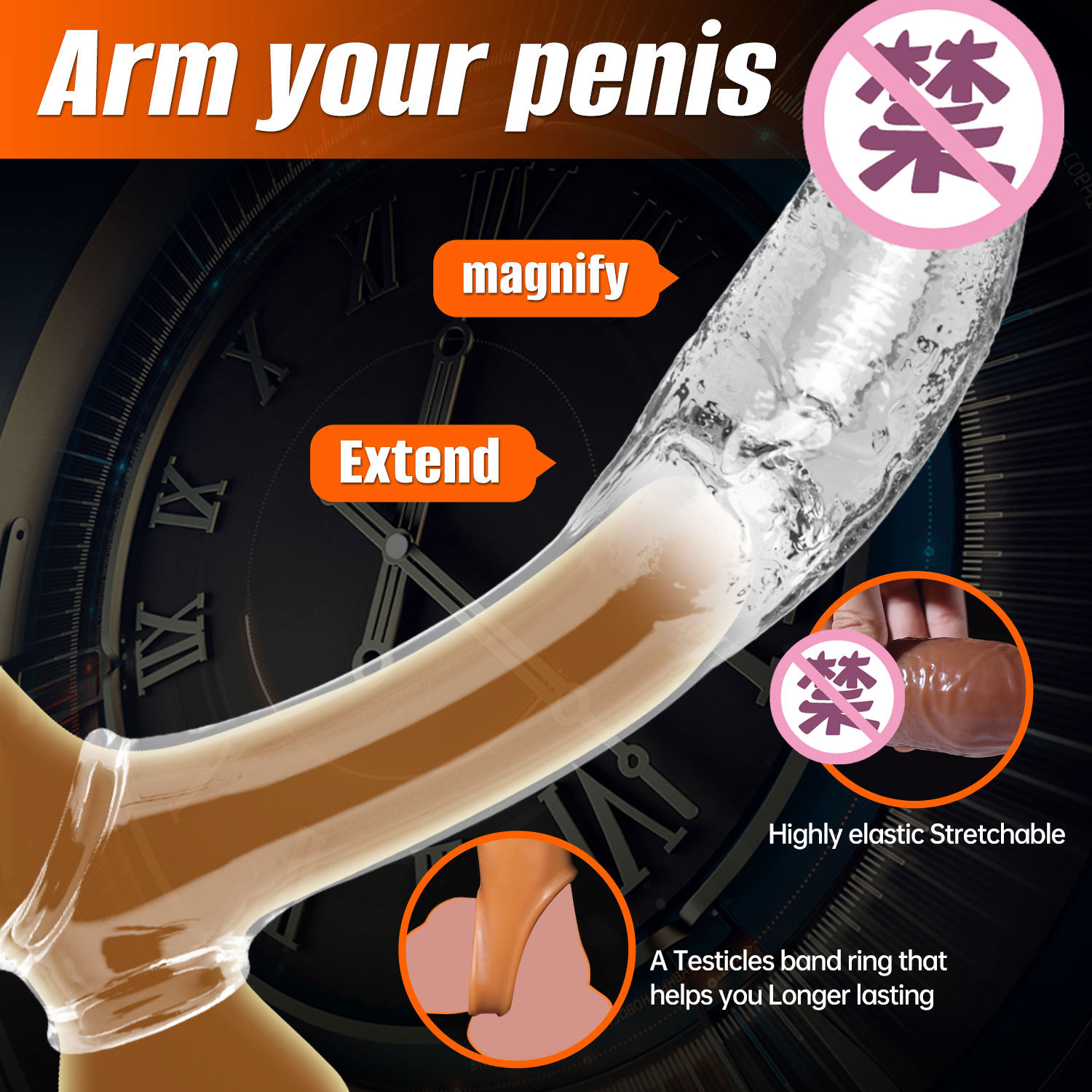 New Cross-Border Trade Sex Toy Wolf Braces Couple Resonance Longed Thickened Penis Ring Large Vibrating Rod for Men