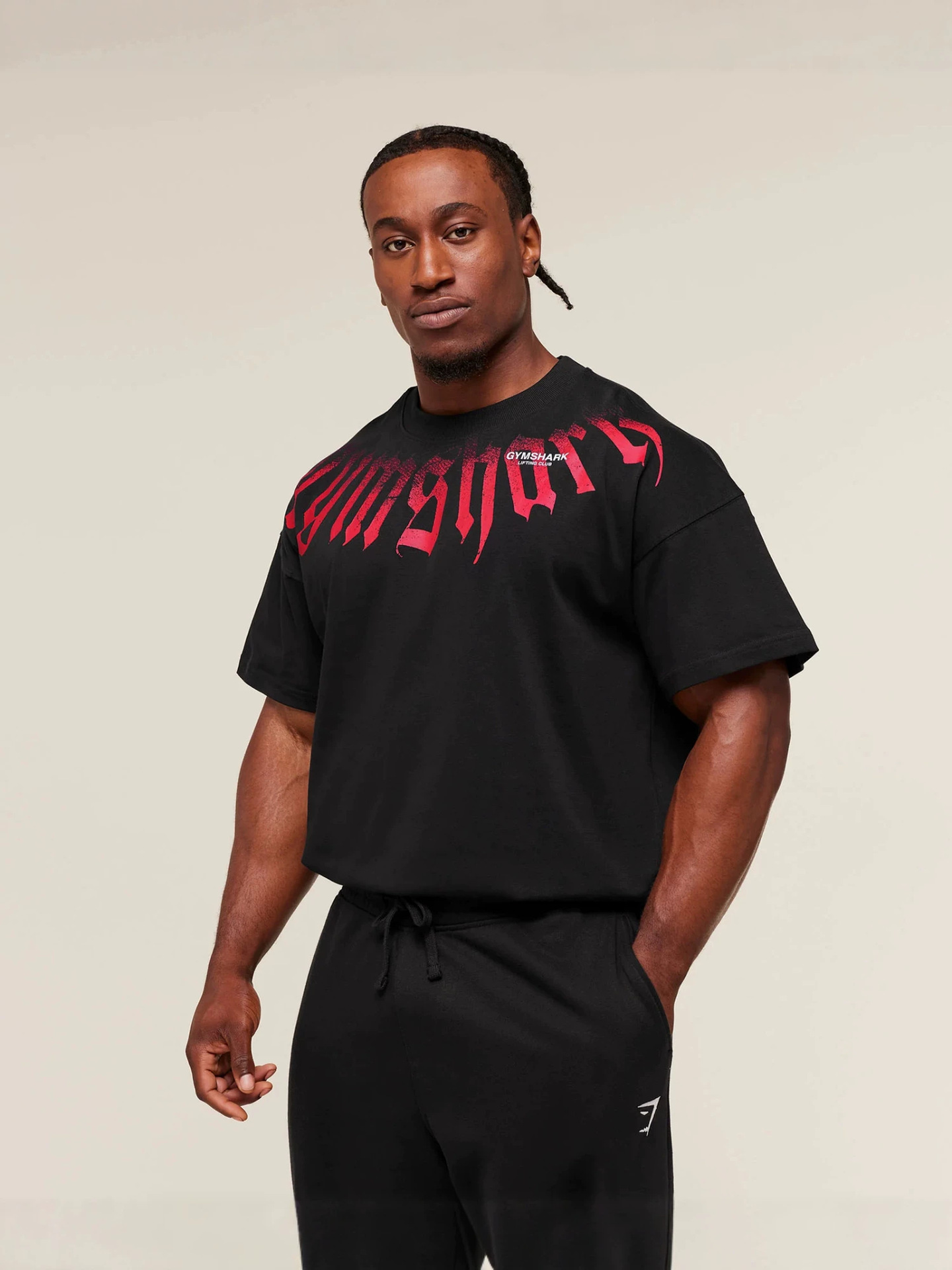 GYMSHARK男士超大T恤肌肉运动健身纯棉印花休闲宽松跑步训练短袖 QC-foto från 1688 på Qualit.ly