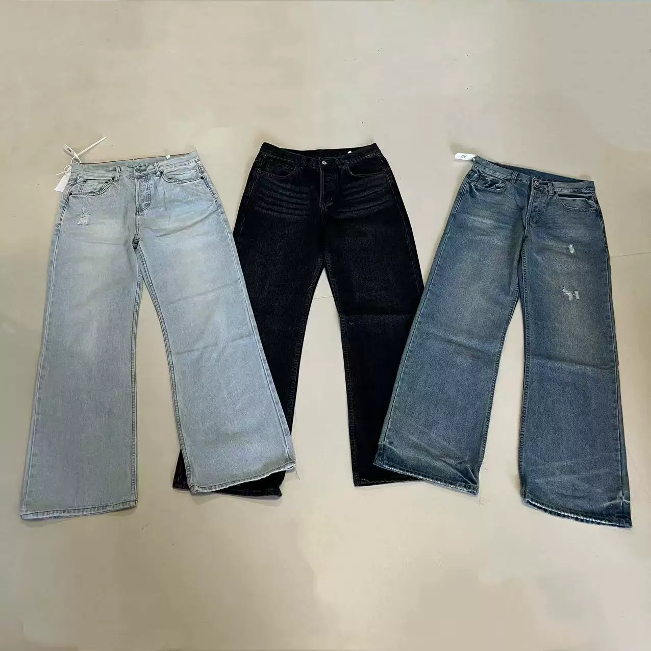 Current/Ac style 2021m washed, worn out, cat whiskers, loose straight leg pants, jeans, unisex, versatile