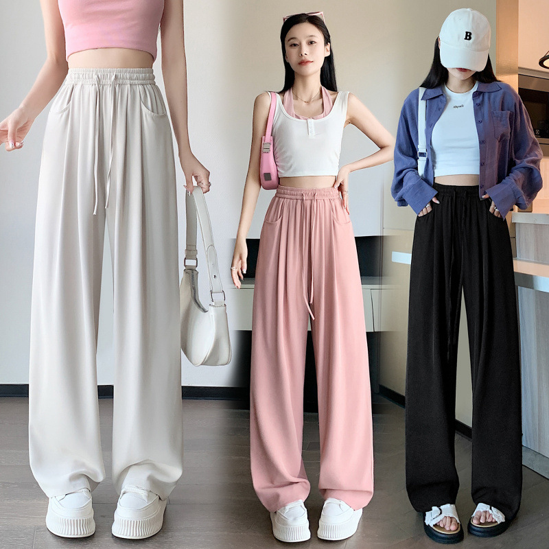Plus-Size Women's Summer New Thin Suit Pants, High-Waisted, Drapey, Versatile, Slimming, Loose Casual Wide-Leg Pants
