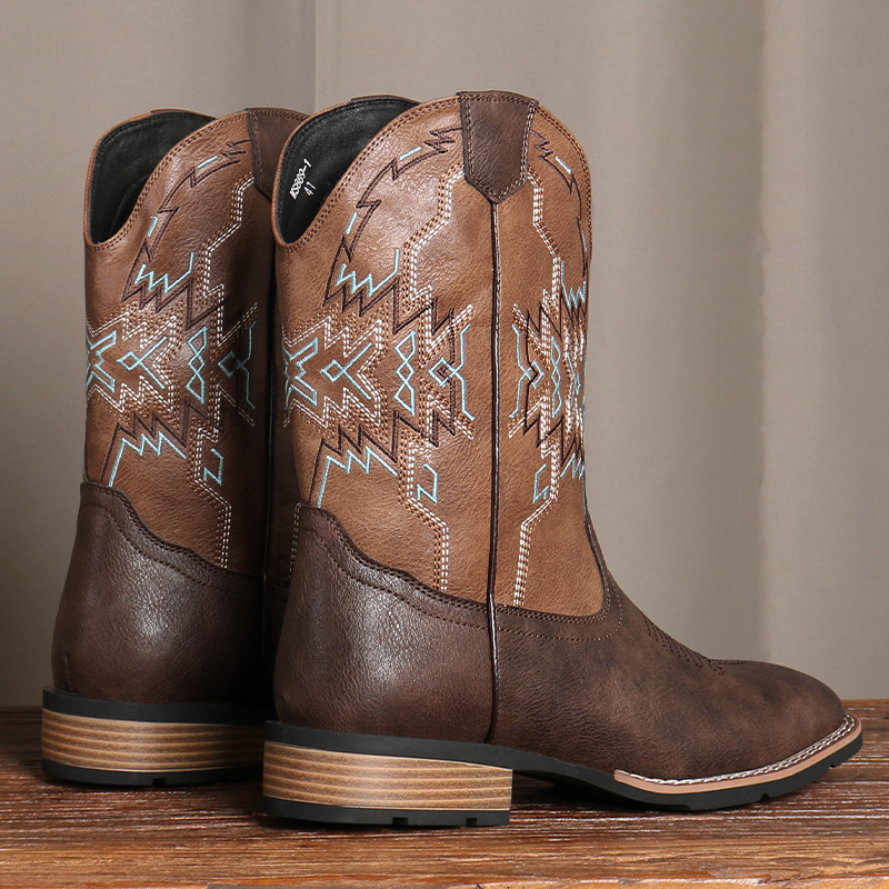 889 Cowboy Knight Boots Western Cowboy Boots Embroidered Knight Boots Men's Long Chelsea Boots