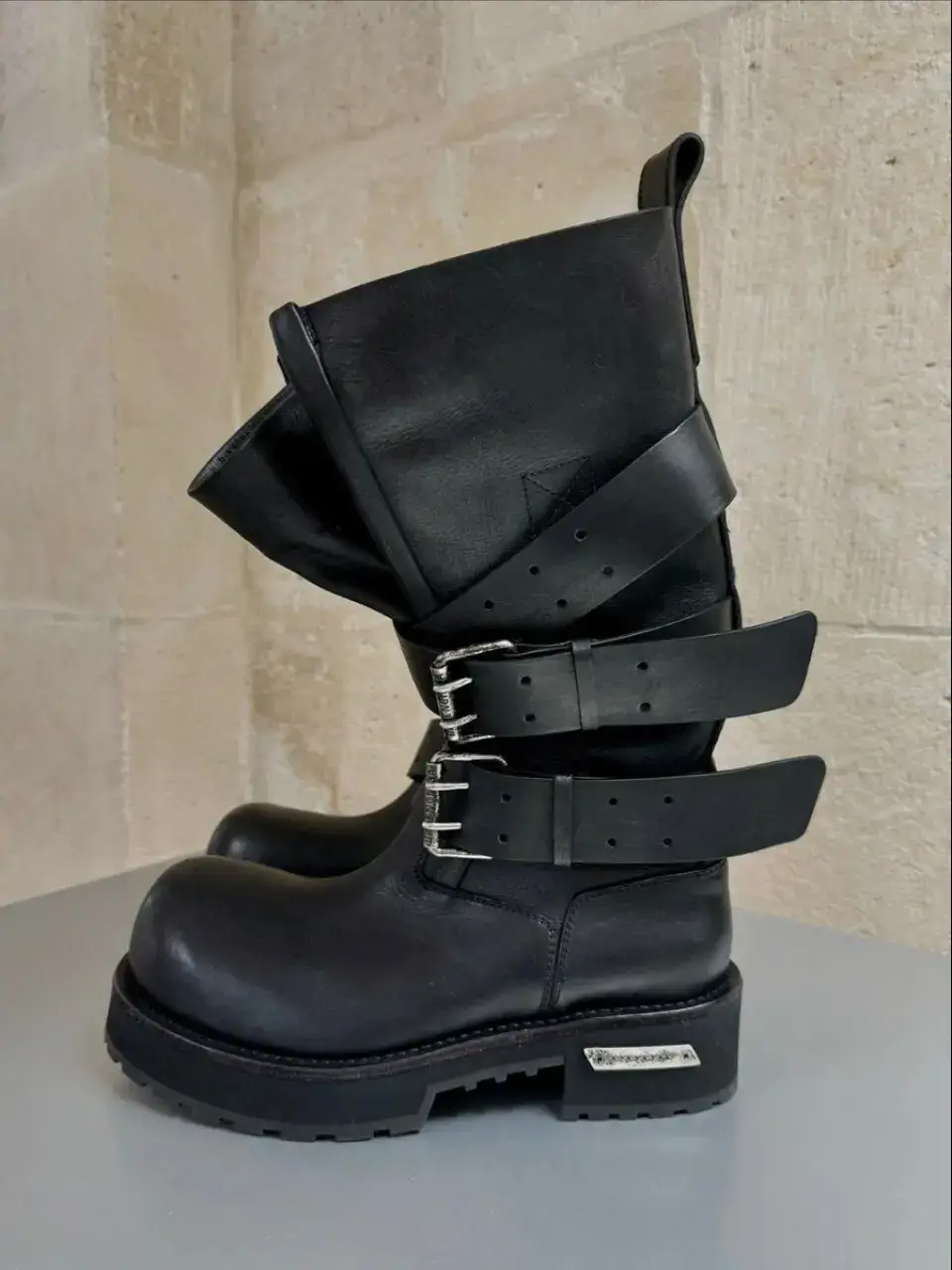 Mickey Big-Head Boots for Men and Women, Belt Buckle, Dark Work Boots, Retro Motorcycle Boots, Venom Fashion Boots