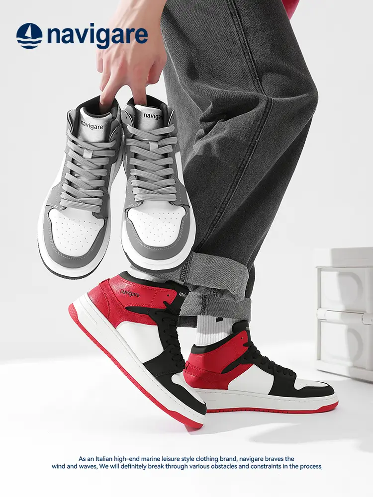 Navigare Italian Small Sailing High-Top Shoes Men's Autumn and Winter 2024 New arrival Sneakers Plaid Men Casual Shoes