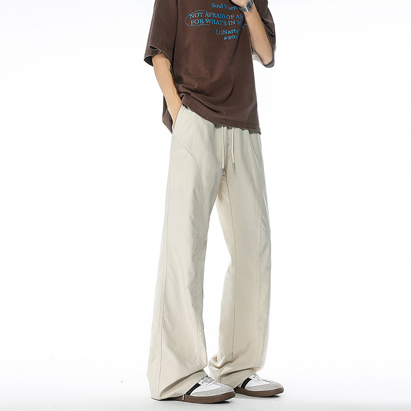 American-Style Diagonal Cut Deconstructed Micro-Flared Scimitar Pants for Men, Autumn Retro Trendy Brand Paratrooper Cargo Pants, Sports Assault Pants