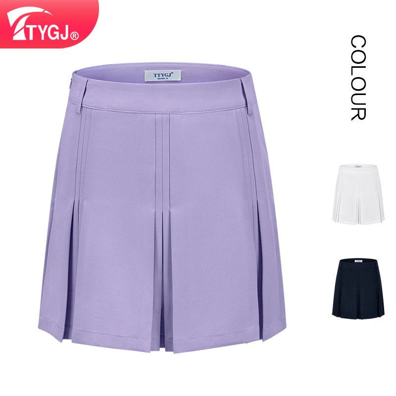 New golf skirt high waist A- line slimming skirt double-layer pleated skirt anti-exposure sports skirt