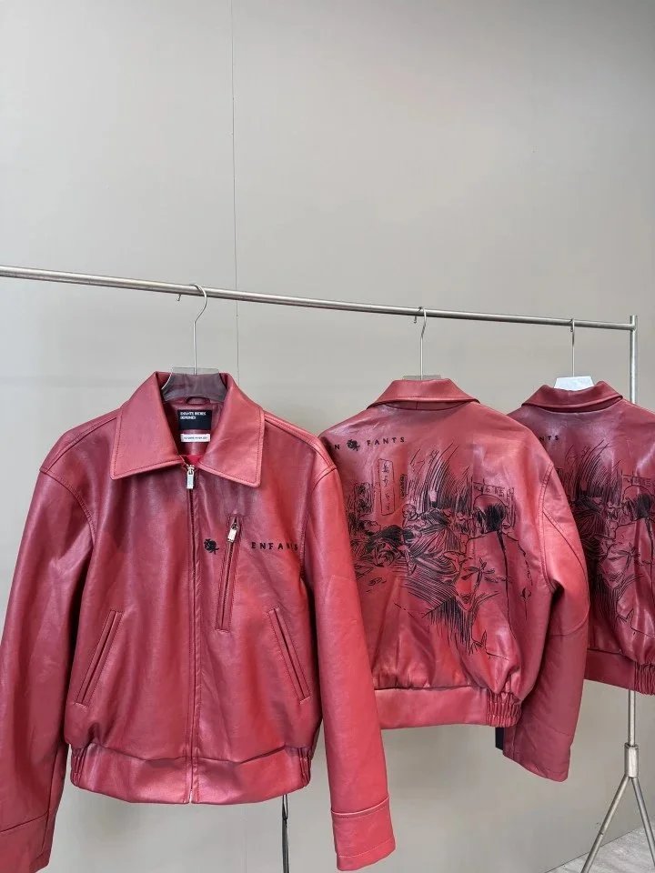 * 二代短款皮衣翻领夹克皮夹克外套刺绣* foto QC de WEIDIAN en Qualit.ly