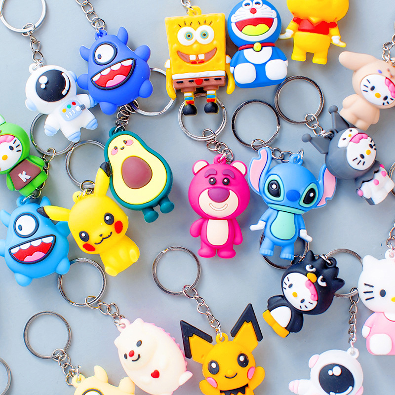 Creative Silicone 3D Lightning Bear Trendy Cartoon Doll Keychain for Back-To-School Activities, Cheap Wholesale Gifts
