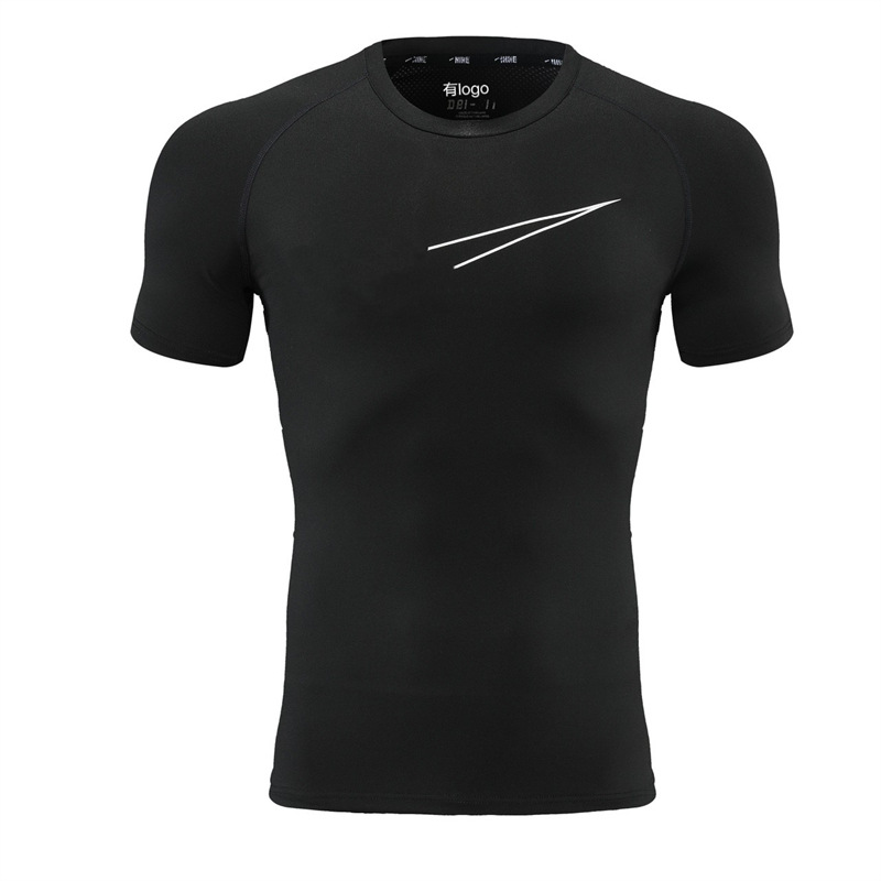Sports Quick-drying Elastic Short-sleeved Men's Sweat-absorbent Breathable Basketball Track and Field Training T-shirt Running Base Half-sleeved Tight