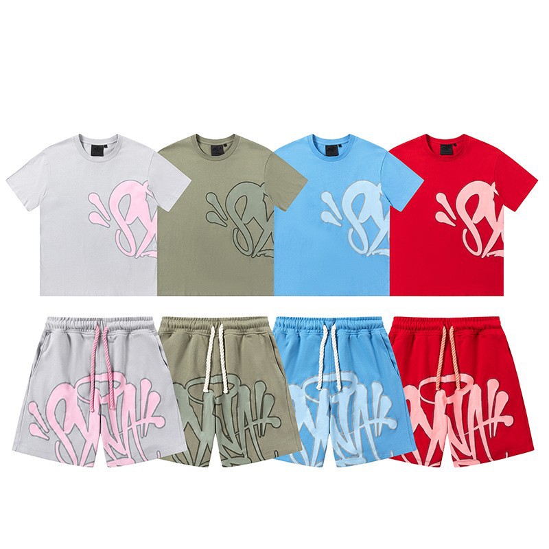 American Style High Street Niche Hip Hop Foam Printing Casual Sports suit Men's and Women's Loose Thick Drawstring Shorts Couple's Trendy