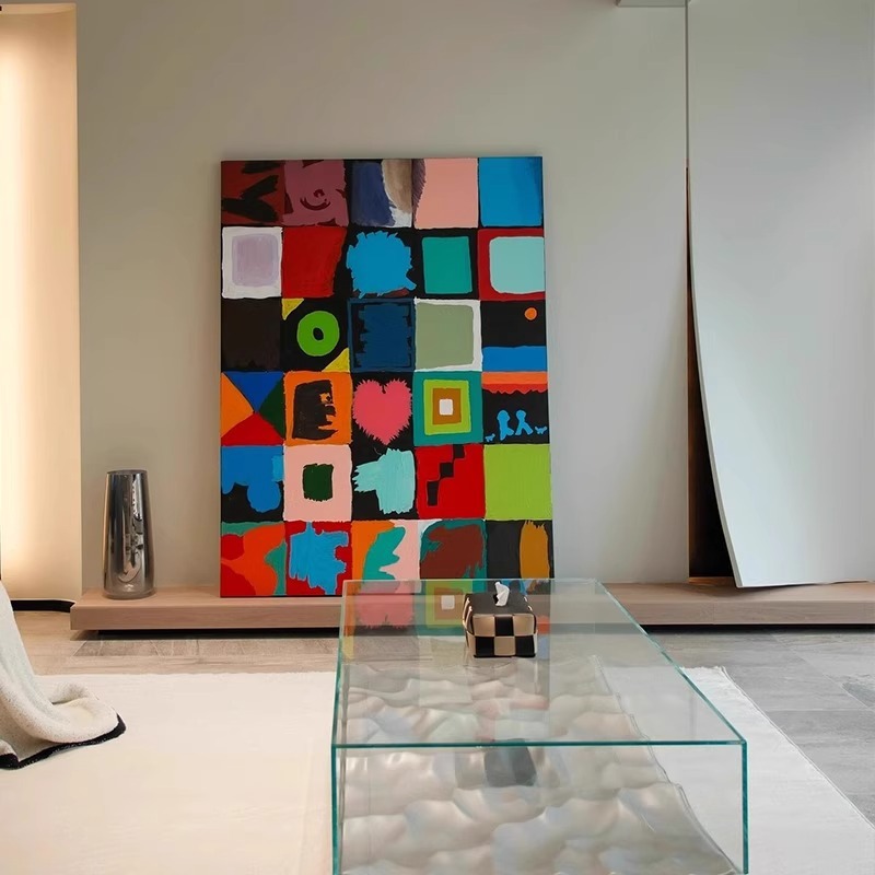 Color Block Niche Art, Modern Abstract Decorative Painting for Living Room, Bedroom, Hallway, Entrance, Large Floor-To-Ceiling Painting