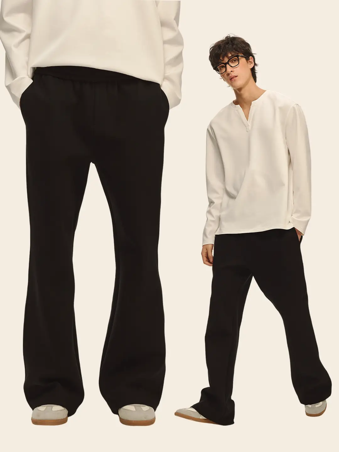 Climax Vision Plaid Drape Space Cotton/Profile Casual Micro-Pull Knitted Sweatpants Male Straight-Leg Trousers