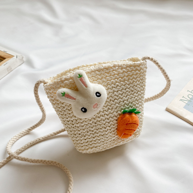 Children's Bag Straw Bag Flower Vacation Bag 2022 New Girls' Seaside Beach Fashion Trendy Crossbody Bucket Bag