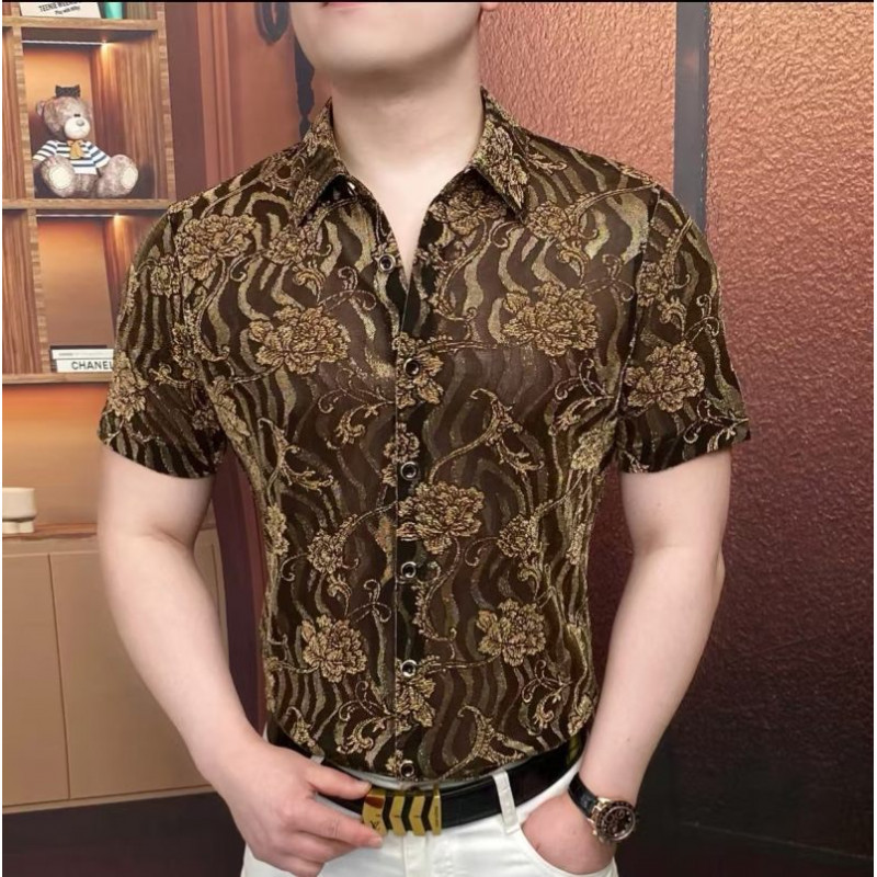 "Superior Position" New Men's Summer Short-Sleeve Casual Shirt with a Turn-Down Collar, Business Fashion, Light Luxury, Versatile