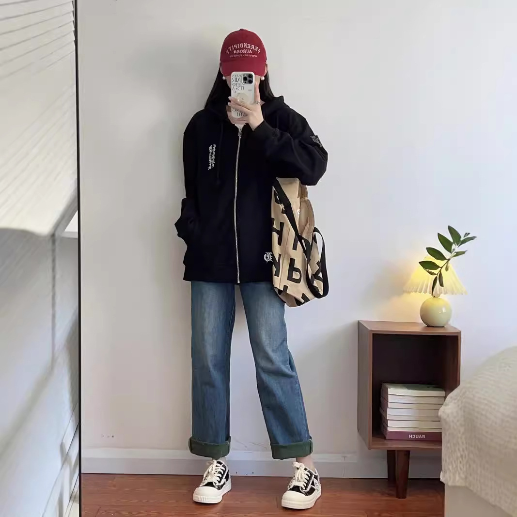24Ss Correct Version Chrome Heart Sanskrit Embroider Hooded Zipper Sweatshirt 24 New Sweatshirt Couple Model