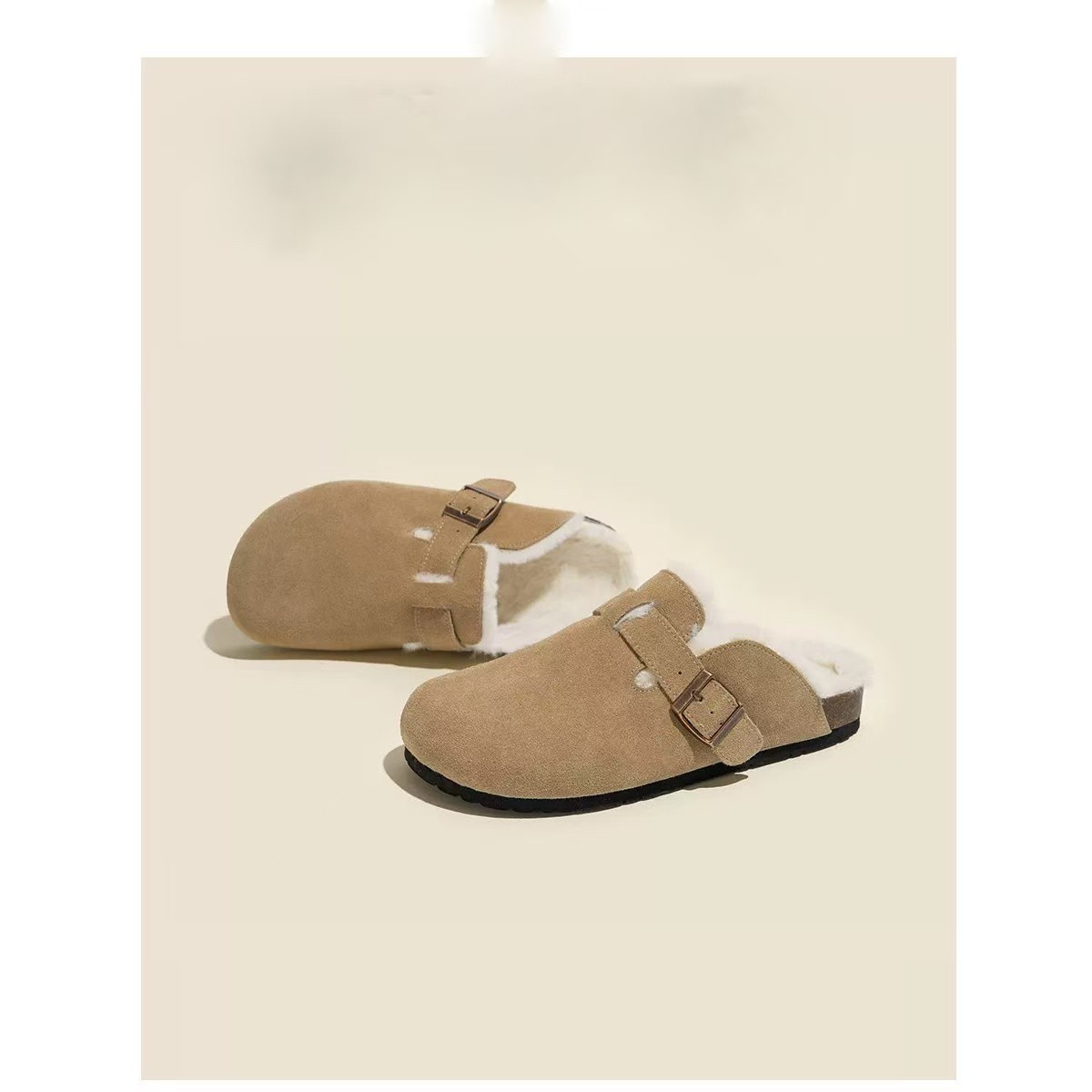 2024 Autumn New Large Size Birkenstock Shoes Women's Autumn and Winter Plus Velvet Warm Birkenstock Baotou Thick Sole Plus Velvet Birkenstock Slippers
