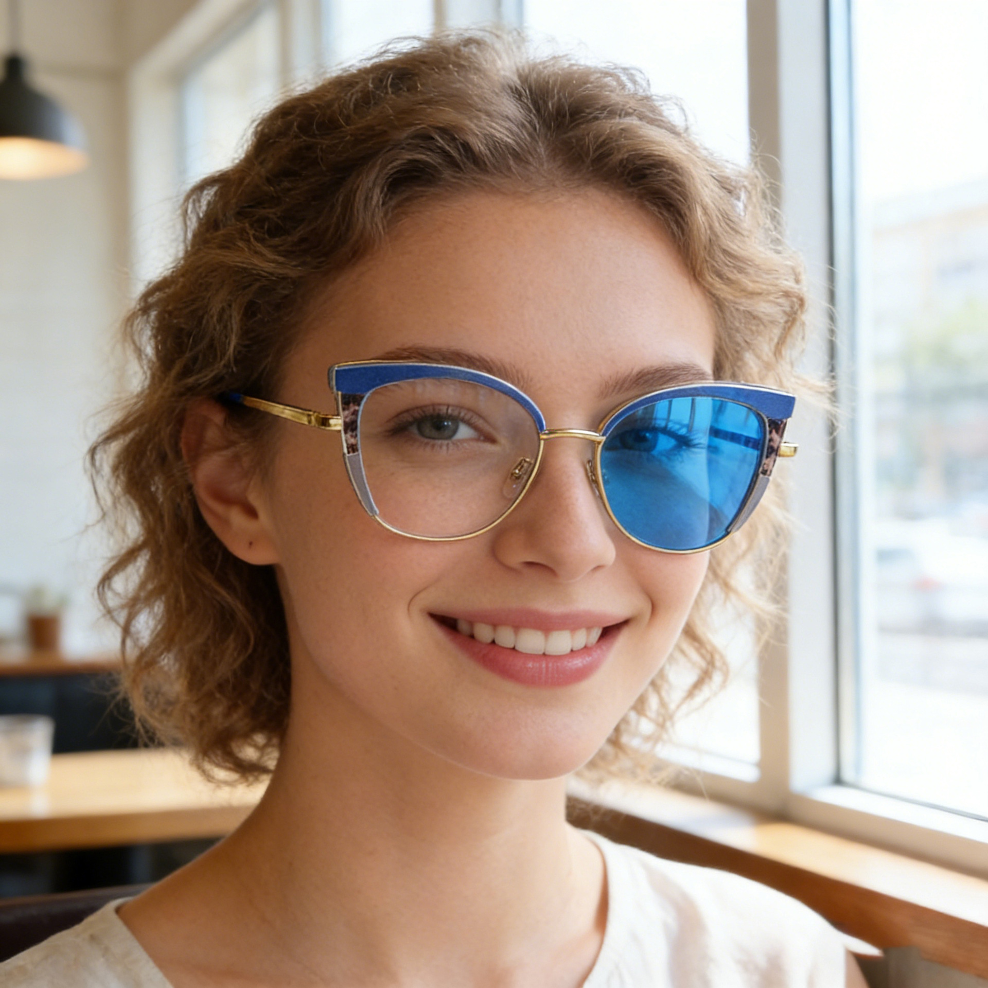 2025 New European and American Cat-Eye Optical Frames for Women, Color-Changing Anti-Blue Light Glasses Frames for Women, High-End Myopia Flat Glasses