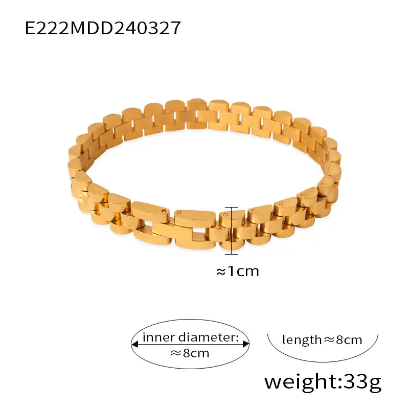 Hong Kong-style Niche Trendy Cool Business Men's Personality Jewelry Simple Geometric Watch Design Sense Titanium Steel Gold-plated Bracelet