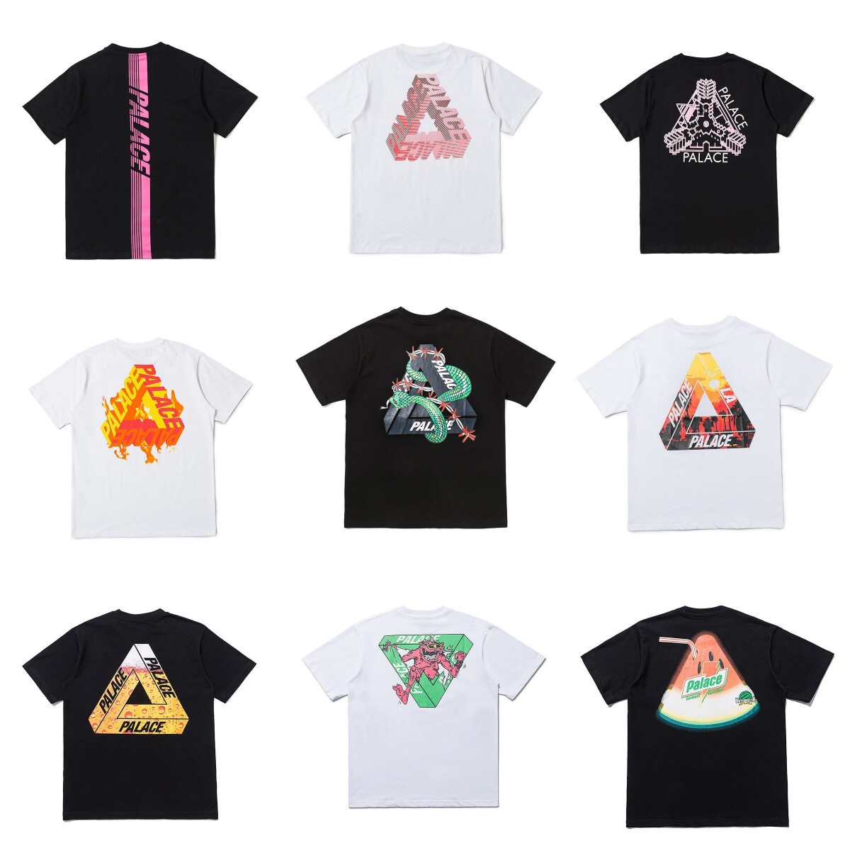 Cross-border foreign trade European and American fashion brand palace triangle double yarn printed high quality men's and women's casual short-sleeved T-shirt