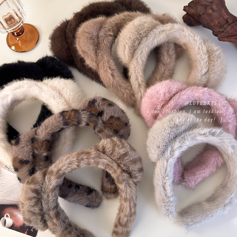 Autumn and Winter Cute Cat Ear Plush Hair Hoop Women's Face Wash Special Head Hoop for Going Out All-match Pressed Hair Clamp Hair Bundle Headwear