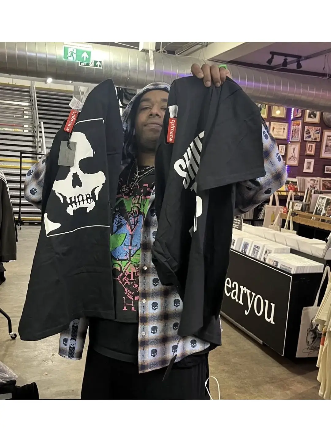 Manson T-Shirt Ceiling Number Collaboration Edition Manson Tee Skull Print Short Sleeve Crew Neck