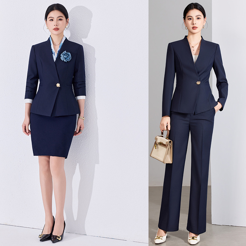 High-End Professional Suit Dress for Women, Spring Season, Elegant Hotel Front Desk Receptionist Uniform, Medical Beauty Workwear, Beauty Salon Work Uniform