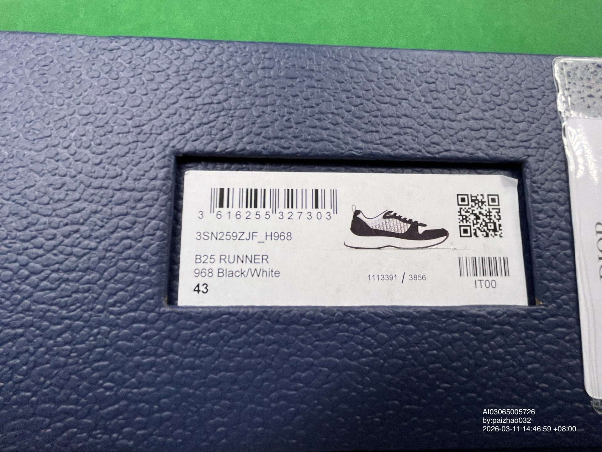 Dior B25 Runner 968 Black/White QC