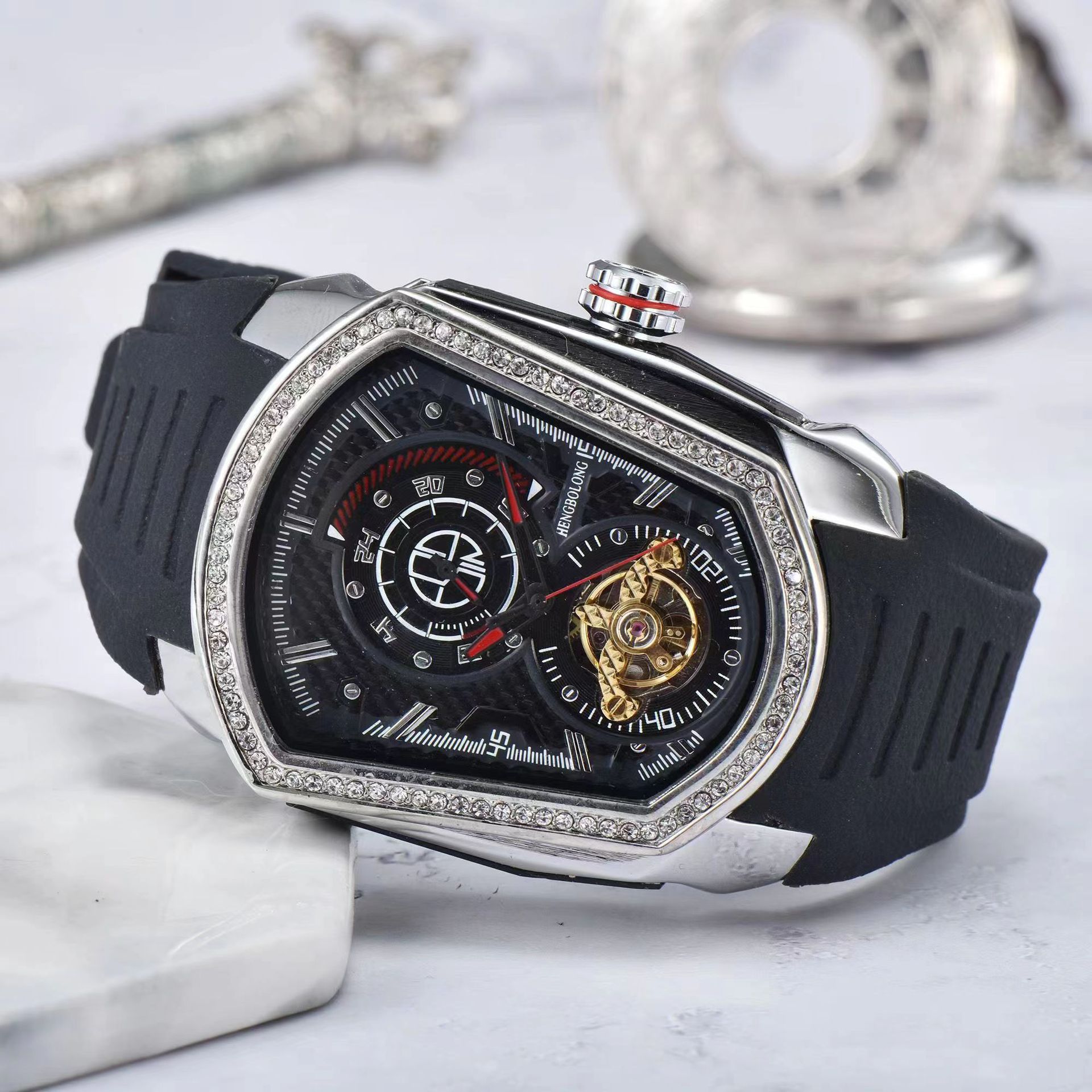 Blade Warrior Mechanical Watch for Men with Real Tourbillon, Fashionable Men's Mechanical Wristwatch, Manufacturer Wholesale Tourbillon Mechanical
