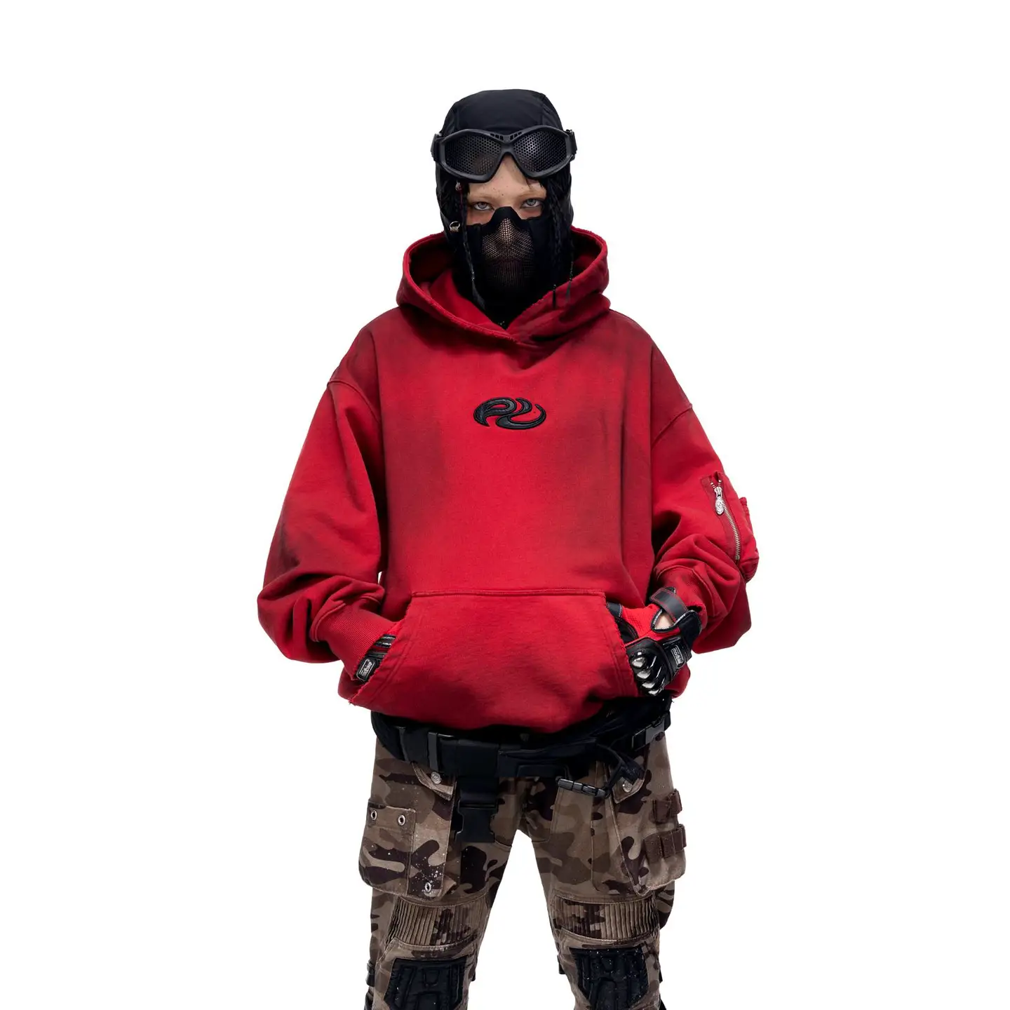 Personsoul* Yuan Symbol Custom Comfy Basics Hood Sweatshirt Red/ White Classic Swodie