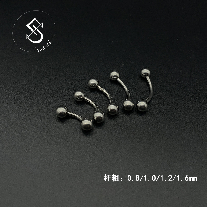 0.8/1.0/1.2/1.6mm titanium steel curved rod eyebrow nail breast nail ear nail belly button nail stainless steel puncture jewelry