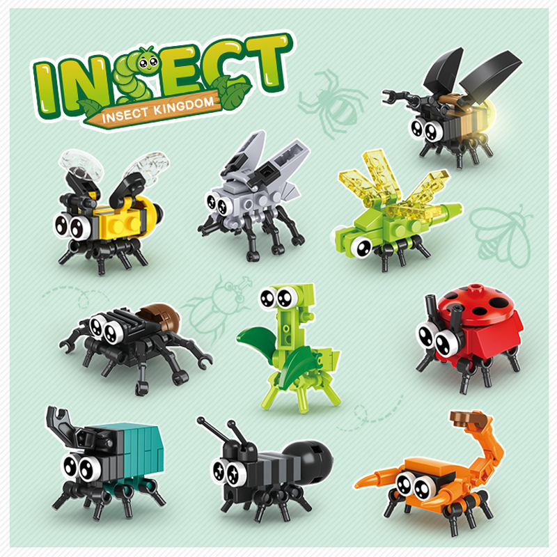 Animal Small Particle Building Blocks Small Box Compatible with Lego Assembled Carts Children's Gashapon Toys Dinosaur Institutional Gift