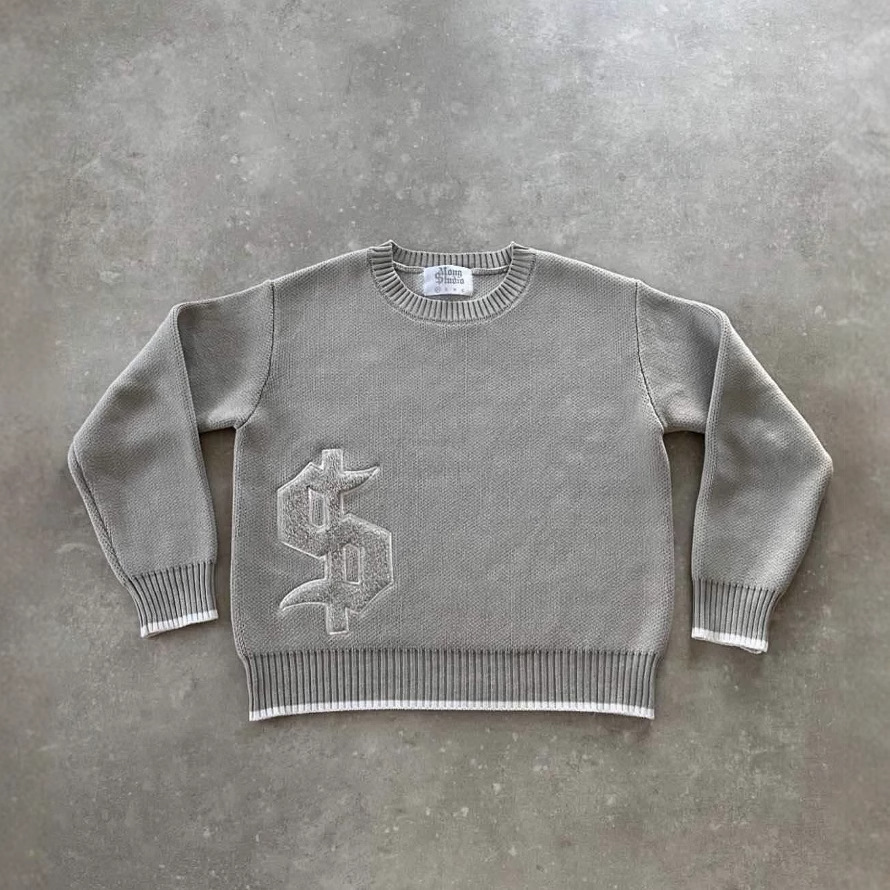 2025 Cross-Border European and American Street Casual Loose Long-Sleeved Tops Autumn and Winter Pullover Round Neck Knitted Sweaters