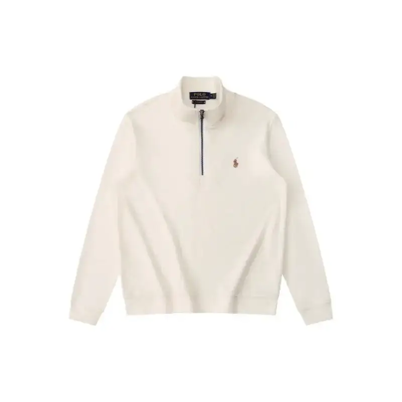 2025 Men's Sweatshirt Half-Zip Stand Collar Spring and Autumn New Embroidered Pony Logo Trendy Long Sleeve Casual Ribbed Sweatshirt
