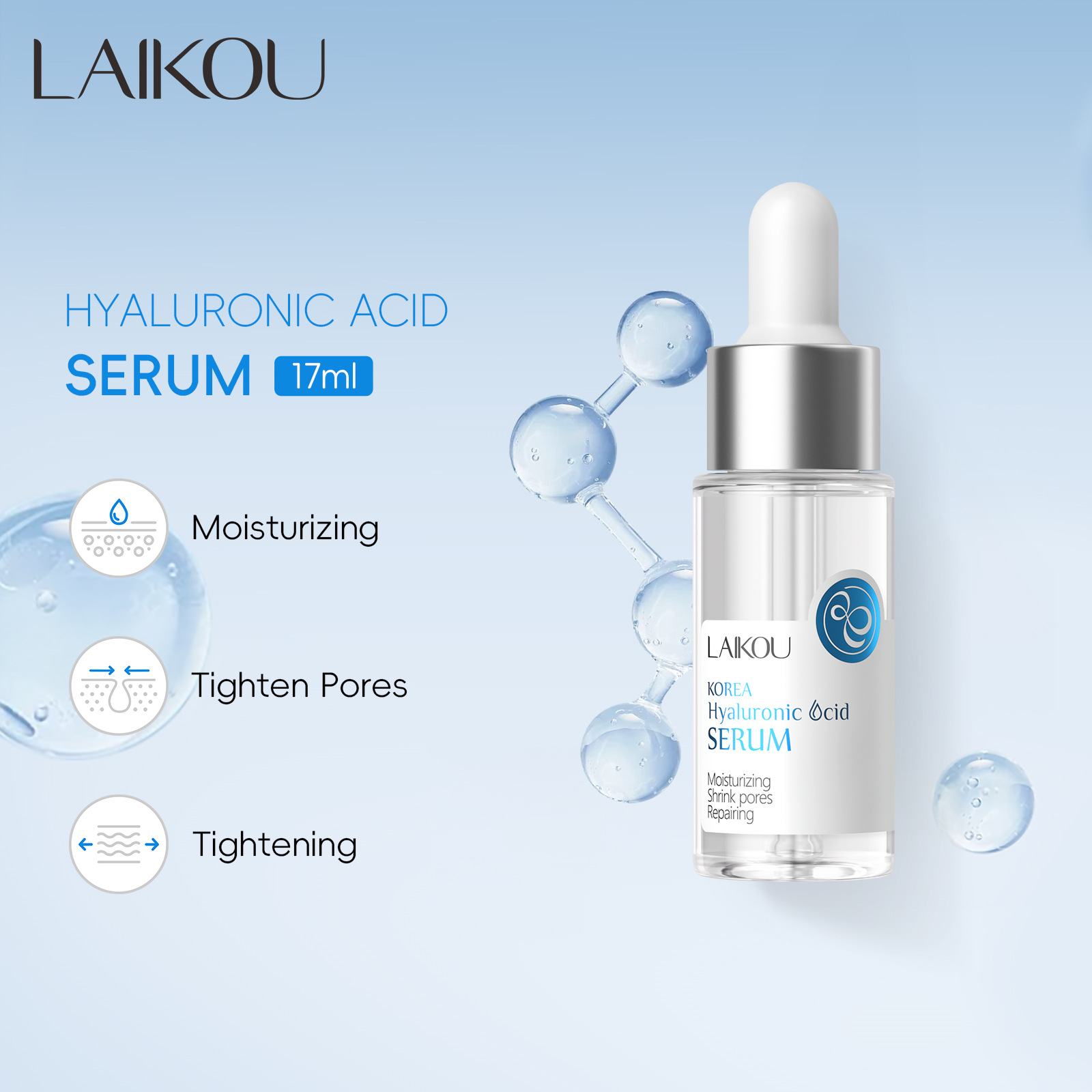 Cross-border Lecco Sodium Hyaluronate Hyaluronic Acid Essence 17ml Moisturizing Hydrating Essence Factory Wholesale