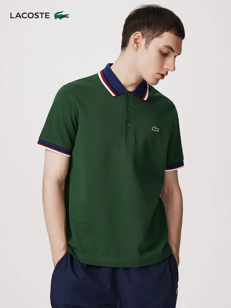 Lacoste French Crocodile Men's Classic Business Contrast Color Work Clothing Style Short-Sleeved T-Shirt Polo Shirt | Ph3461