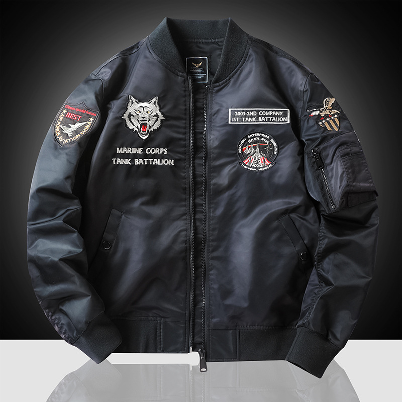 Baseball uniform men's spring and autumn jacket Korean style trendy handsome workwear jacket loose stand collar jacket pilot jacket