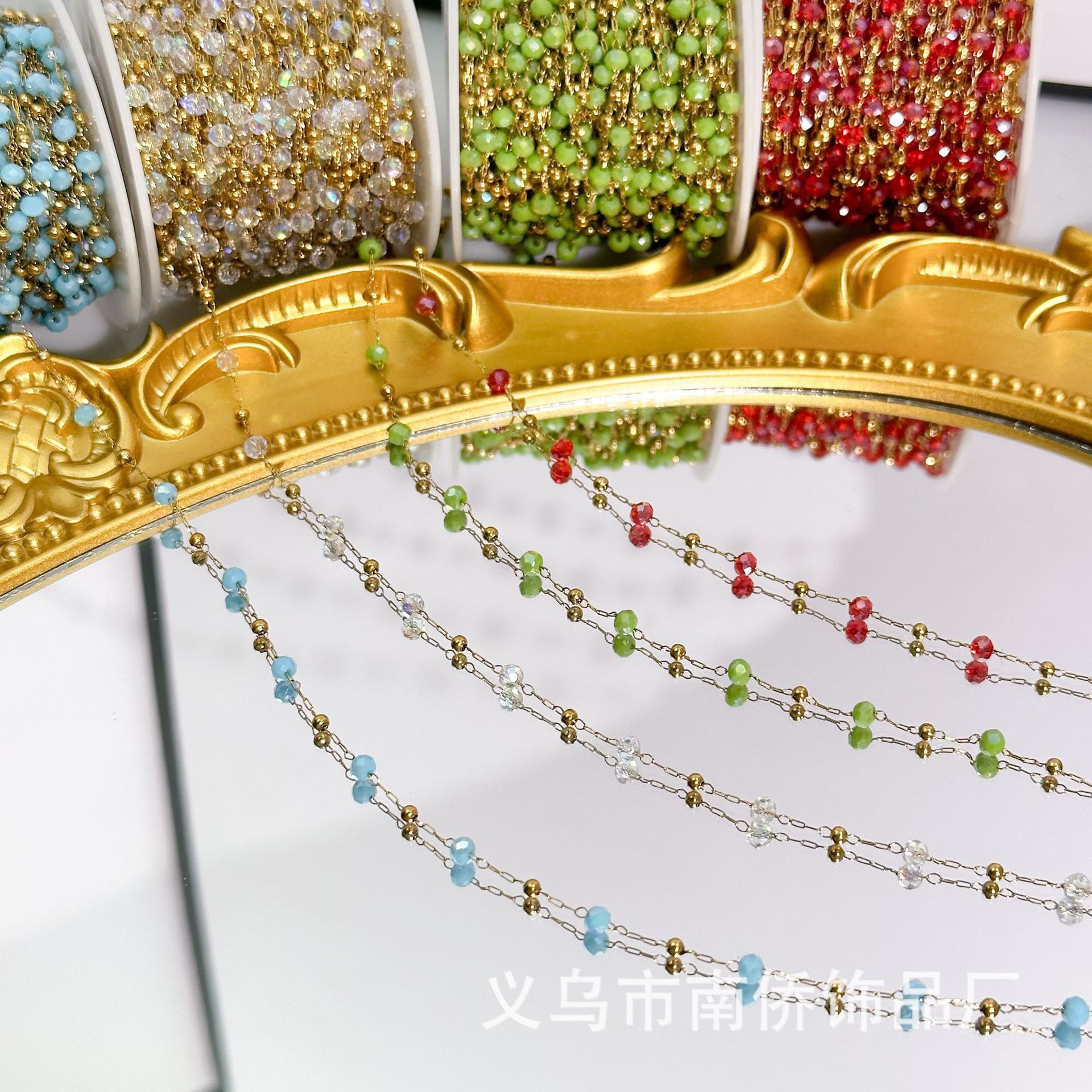 DIY Jewelry 18K Gold Stainless Steel Chain 3mm Crystal Bead Chain Necklace Bracelet Jewelry Material Clothing