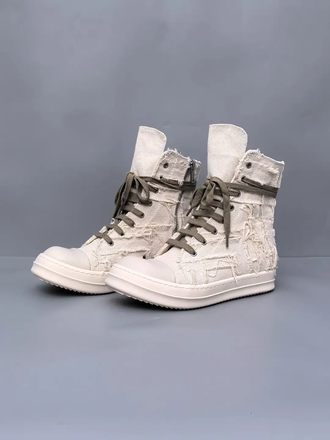 New Canvas High-Top Shoes for Men, Height-Increasing Thick-Soled Sports Casual Sneakers for Women, Patchwork Tassel Versatile Short Boots