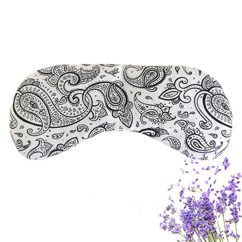 Linen Printed Yoga Eye Pillow Microwave Heating Flax Seed Lavender Filling Shaded Sleep Eye Mask Hot Compress Pack