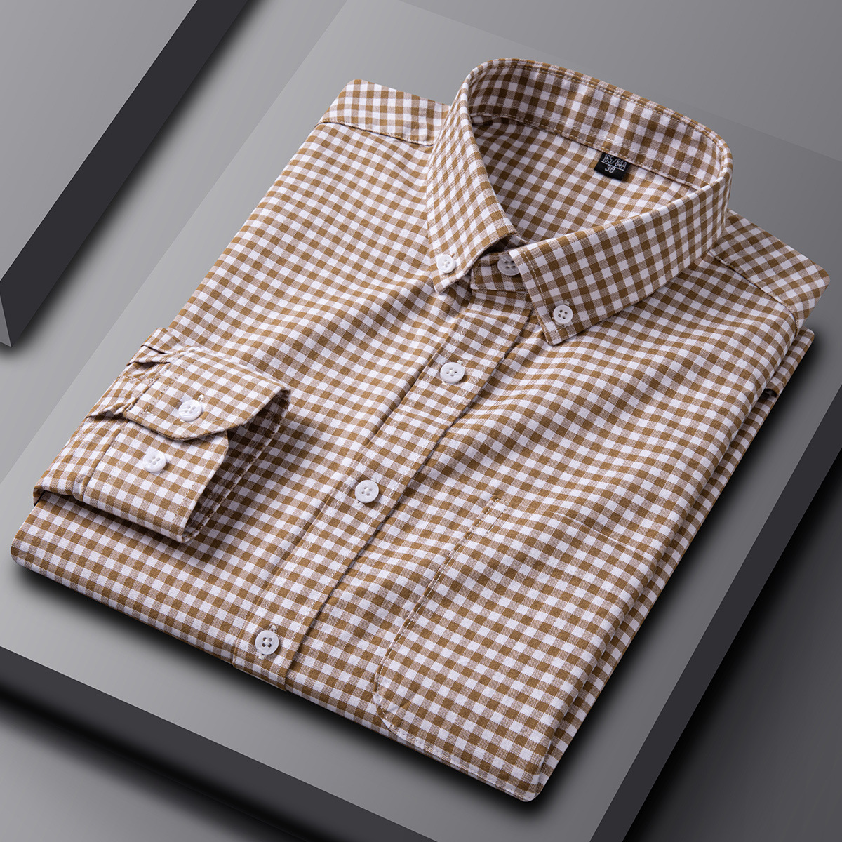 Spring and Autumn New Men's Pure Cotton Long-Sleeved Shirt Large Size 100% Cotton Oxford Textile Business Casual Plaid Shirt