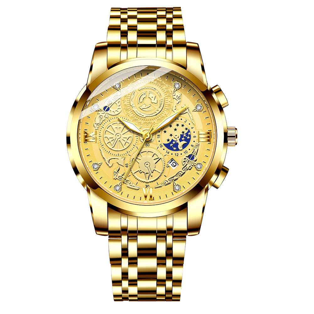 Brand Movement Watch Hollow Dial Men's Watch Single Calendar Waterproof Luminous Quartz Wristwatch Men's Watch Casual Fashion