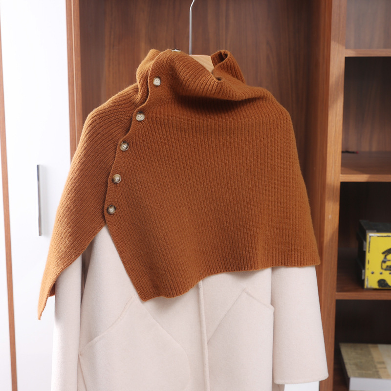 24 autumn and winter wool button split shawl women's South Korea high quality Korean version of Joker knitted cape wholesale
