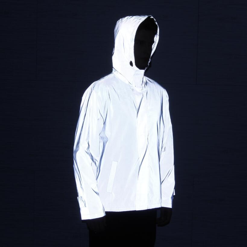 Men's and Women's Outdoor Sports Hip-Hop Reflective Windbreaker Hooded Jacket Cross-Border Best-Selling Hip-Hop Jacket Jacket Men's Clothing