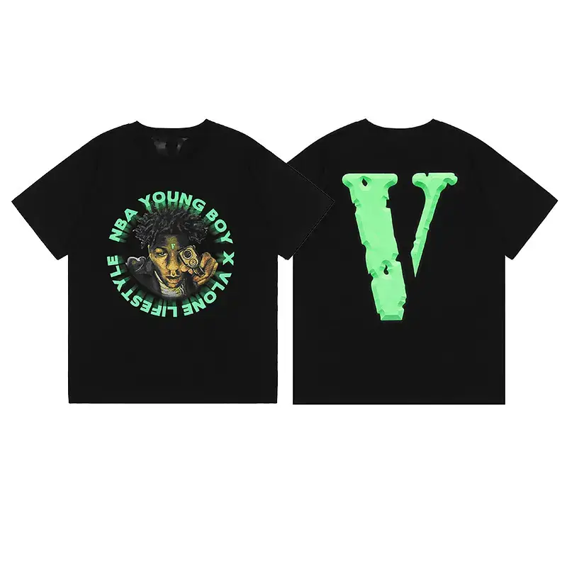 Vlone Fog Short-Sleeve 999 Collaboration Butterfly High Street Tee Loose Round Neck T-Shirt Men's Limited Edition Big V Trendy Brand