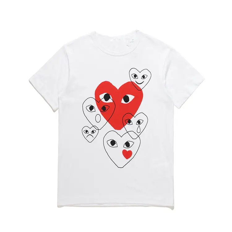 Heyplay Japanese Style Trendy Brand Short-Sleeved T-Shirt Peach Heart Men's and Women's Clothing Christmas Expression Pack Big Red Heart Heart Couple Style